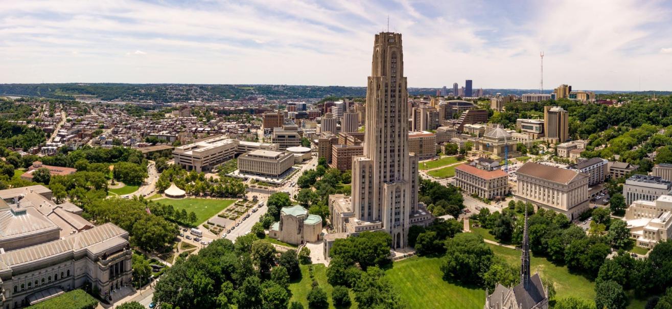 aerial view of Pitt campus